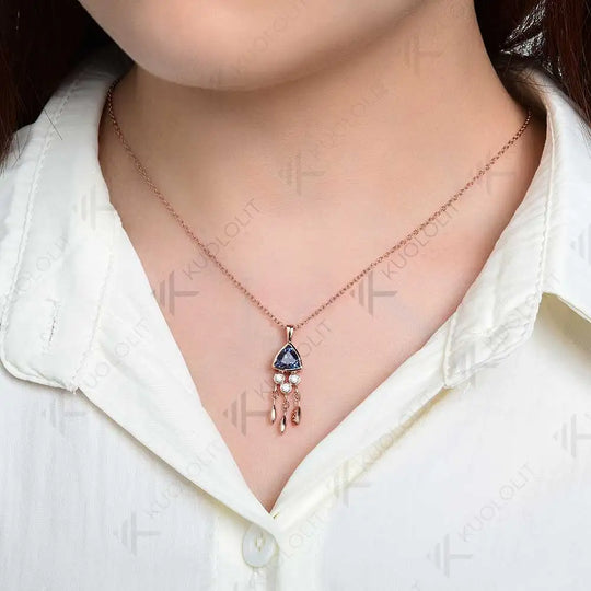 Kuololit 1.2CT Lab Grown Alexandrite Jellyfish Necklace for Women Solid 18K 14K 10K 585 Gold Moissanite Pendant for Christmas