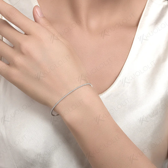 Kuololit Moissanite Opening Bangle for Women Men 585 14K 10K 925 Silver Bracelets for Engagement Party Christmas Classic Gift