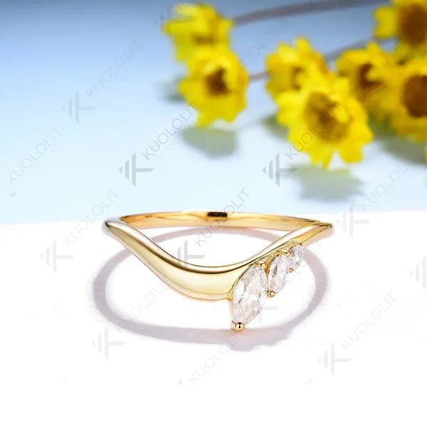 Kuololit 0.45CTW  Lab Grown Diamonds Rings for Women Men Marquise Diamonds Solid 18K 14K 10K Wedding Band for Anniversary Gifts