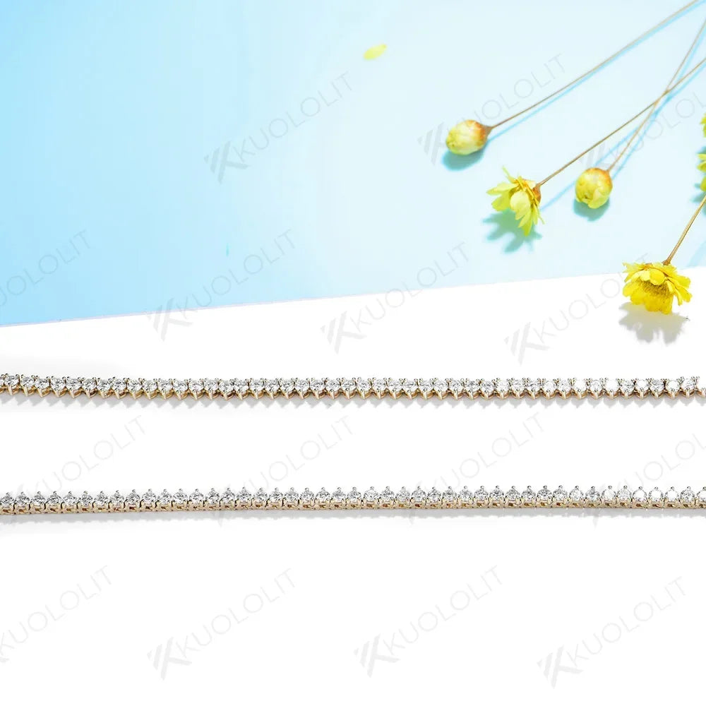 Kuololit 5.25CTW Moissanite Tennis Necklaces for Women Men Solid 14K 10K Gold 925 Silver Chain for Engagement Party Christmas
