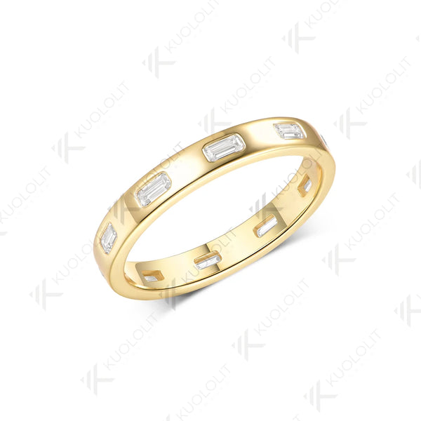 Kuololit 1CTW Emerald Cut Moissanite Custom Ring for Men Women Solid 14K 10K 585 Yellow Gold Wedding Band for Christmas Luxury
