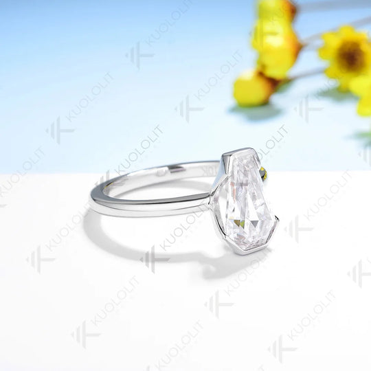 Kuololit 2CT Coffin Cut Moissanite Rings for Women Solid 18K 14K 10K Gold 925 Silver White Gold  for Engagement Wedding Classic