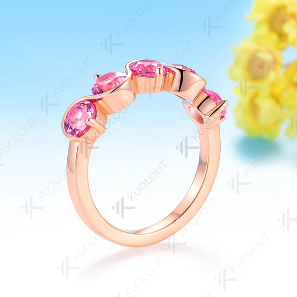 Kuololit 2CTW Lab Grown Pink Sapphire Engagement Rings for Women Solid 14K 10K 585 Rose Gold for Party Wedding Christmas Gifts