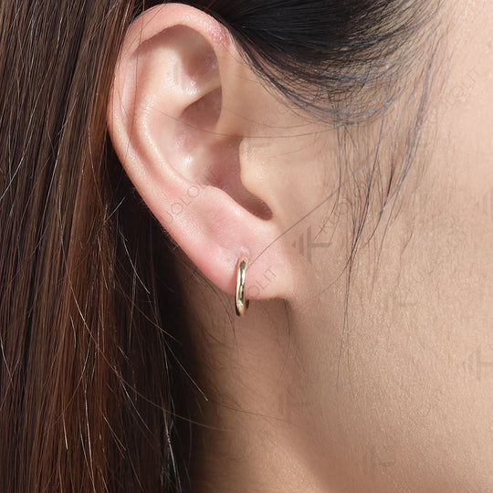 Kuololit Hoop Earrings R for Women Solid 18K 14K 10K Gold Earrings for Anniversary Engagement Gifts Party Christmas Classic