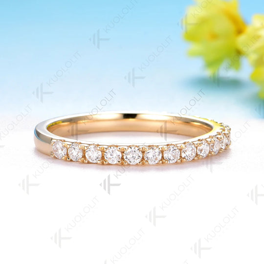 Kuololit 0.6CTW Lab Grown Diamonds Rings for Women Solid 18K 14K 10K 585 Yellow Gold Wedding Band for Christmas Classic Gifts