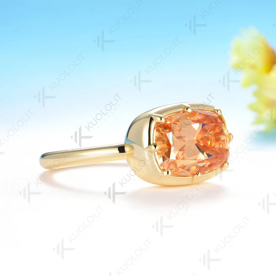 Kuololit 4.5CT OMC Champagne Moissanie Ring for Women 585 14K 10K Yellow Gold Engagement Ring for Christmas Gifts Anniversary