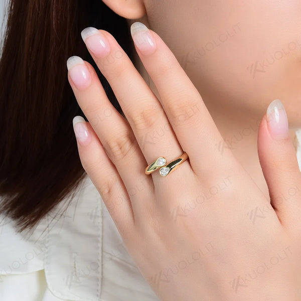 Kuololit 0.6CTW Lab Grown Diamond Engagement Ring for Women Solid 18K 14K 10K 585 Yellow Gold Wedding Band for Christmas Gift