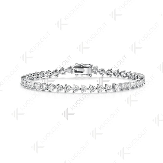 Kuololit 5.2CTW Lab Grown Diamonds Tennis Bracelet for Women Solid 14K 10K Yellow Gold Three Prong Bracelet for Christmas Party