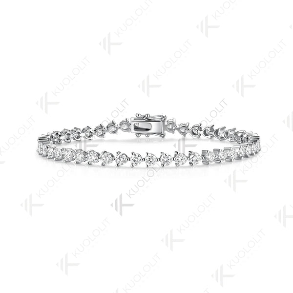 Kuololit 5.2CTW Lab Grown Diamonds Tennis Bracelet for Women Solid 14K 10K Yellow Gold Three Prong Bracelet for Christmas Party