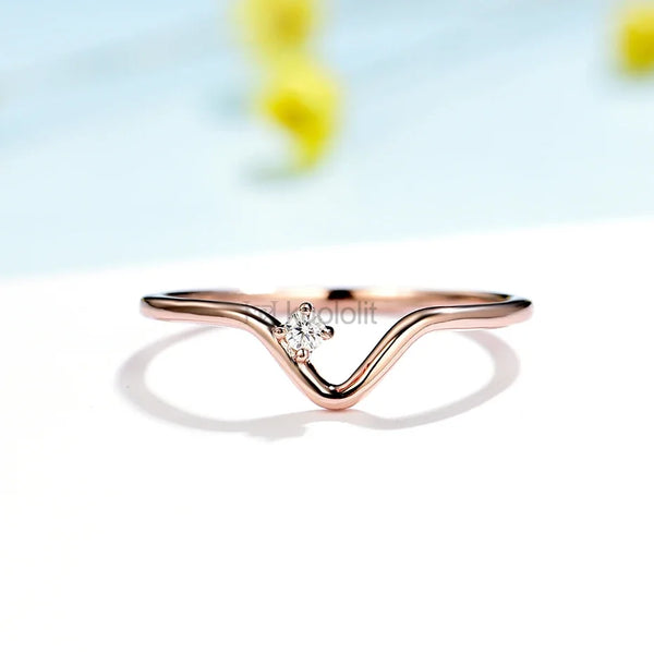 Kuololit Real 18K 14K Rose Gold Moissanite Ring for Women Solitaire Matching Wedding Diamond V Band for Engagement Christmas New