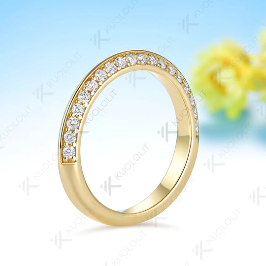 Kuololit  0.57CTW Lab Diamonds Wedding Band for Women Solid 14K 10K Yellow Gold Eternity Band Ring for Engagement Christmas