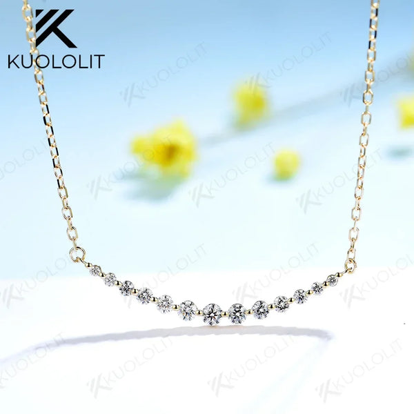 Kuololit 0.55CTW Lab Grown Diamonds Necklaces for Women Solid 10K 14K 18K 925 Sliver Pendant with Chain for Engagement Chirstmas