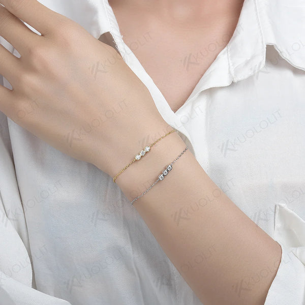 Kuololit Moissanite Bracelets for Women Men 585 18K 10K Adjustable Chains Charm Bracelets  for Engagement Party Christmas Gifts