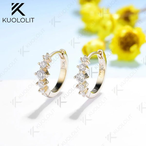 Kuololit Lab Grown Diamonds Earrings for Women 14K 10K Solid Gold White Gold 925 Silver Clip Hoop for Party Christmas Classic