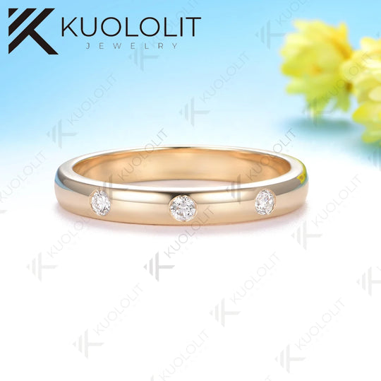 Kuololit 0.1CTW Lab Grown Diamonds Ring for Women Men Solid14K 10K 585 White Gold Weeding Band Ring for Christmas Gift Party