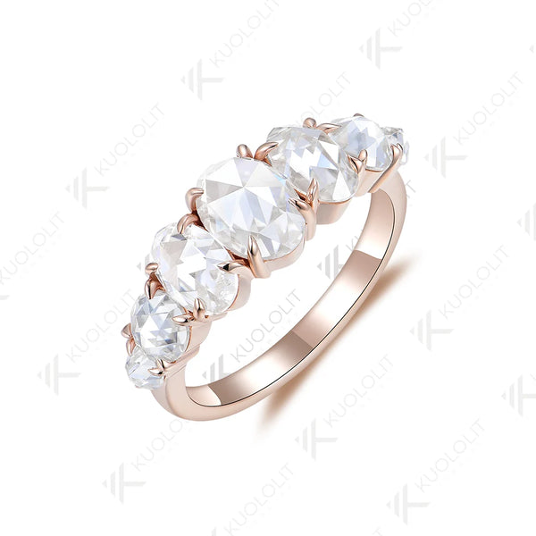 Kuololit 2.4CTW Moissanite Engagement Ring for Women Solid 18K 14K 10K 585 Rose Gold Rose Oval Cut Wedding for Christmas Gifts