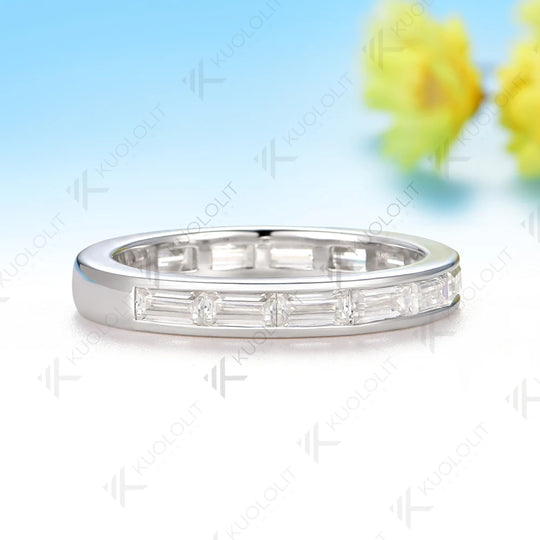 Kuololit 2.4CTW Moissanite Wedding Band Ring for Women Solid 14K 10K 585 White Gold Wedding Band for Christmas Gift Party Engagement Classic