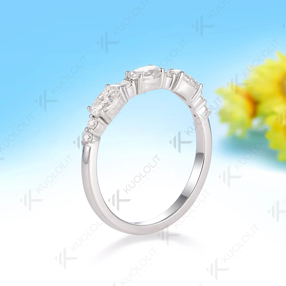 Kuololit 1CTW Moissanite Ring for Women Solid14K10K 585 White Gold Wedding Band for Christmas Gifts Party Anniversary Classic