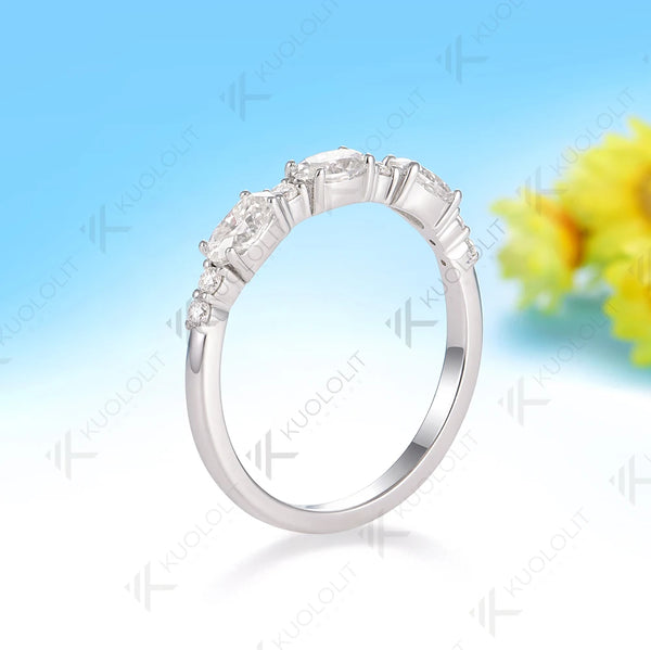 Kuololit 1CTW Moissanite Ring for Women Solid14K10K 585 White Gold Wedding Band for Christmas Gifts Party Anniversary Classic