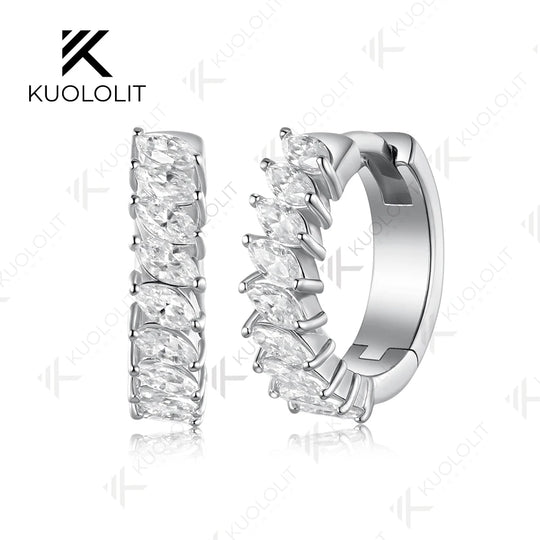 Kuololit 0.9CTW Lab Grown Diamonds Custom Hoop Earrings for Women Solid 14K 10K 585 Yellow Gold Hoop Earrings for Christmas Gift