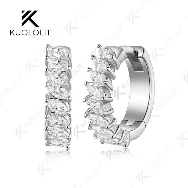 Kuololit 0.9CTW Lab Grown Diamonds Custom Hoop Earrings for Women Solid 14K 10K 585 Yellow Gold Hoop Earrings for Christmas Gift
