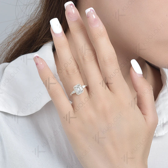 Kuololit 2ct Emerald Cut Rings for Women Men Solid 14K 10K Yellow Gold Set Ring for Wedding Luxury ENGAGEMENT Classic Christmas