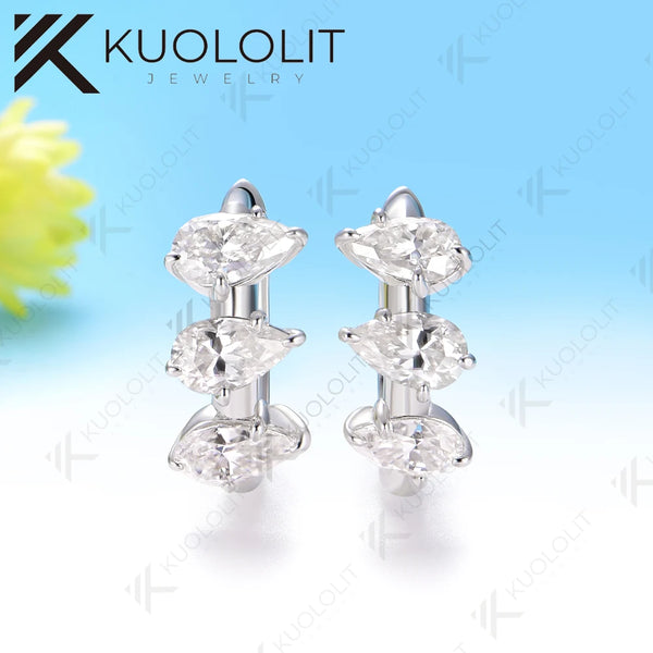 Kuololit 2.1CTW Lab Grown Diamonds Hoop Earrings for Women 14K 10K 585 Solid Gold Yellow Gold Clip Earring for Christmas Classic