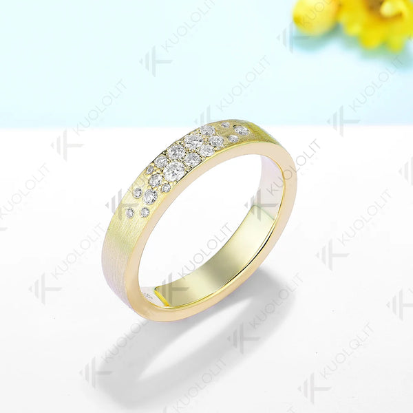 Kuololit 0.25CTW Lab Grown Diamond Rings for Men Women Solid 14K 10K Gold Brushed Band for Weeding Engagement Gifts Christmas