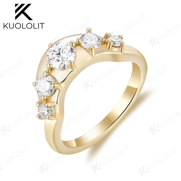 Kuololit 0.6CT Lab Grown Diamond Rings for Women Solid Platinum 900 Gold Enhancing Eternity Match Band for Engagement Wedding