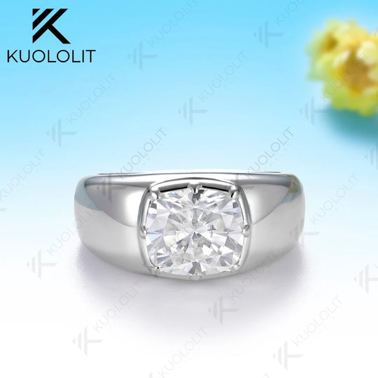 Kuololit 2.5CT Enlonged Cushion Moissanite Ring for Women Solid 14K 10K 585 Yellow Gold Ring for Engagement Christmas Gifts