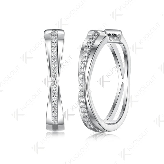 Kuololit 0.32CTW Lab Grown Diamonds Custom Hoop Earrings for Women Solid 14K 10K 585 Yellow Gold for Christmas Gifts Anniversary