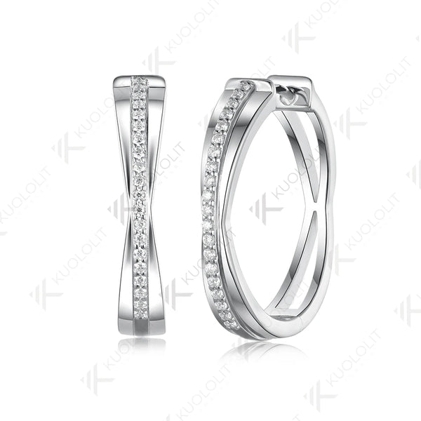 Kuololit 0.32CTW Lab Grown Diamonds Custom Hoop Earrings for Women Solid 14K 10K 585 Yellow Gold for Christmas Gifts Anniversary
