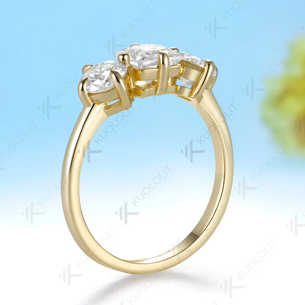 Kuololit 1.8CTW Princess Cut Moissanite Custom Ring for Women Solid 14K 10K  Yellow Gold Band for Anniversary Christmas Gift