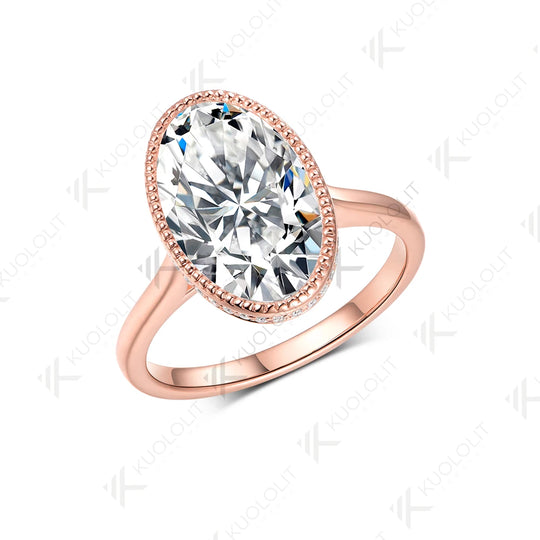 Kuololit 8CT Brillant Oval Cut Moissanite for Women Soild 10K 14K Rose Gold Engagement Ring for Christmas Gift Party Anniversary