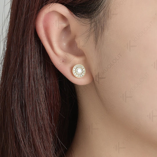 Kuololit 0.94CTW Lab Grown Diamonds Stud Earrings for Women Solid 14K 10K 585 Yellow Gold Diamond Earrings for Christmas Clssic