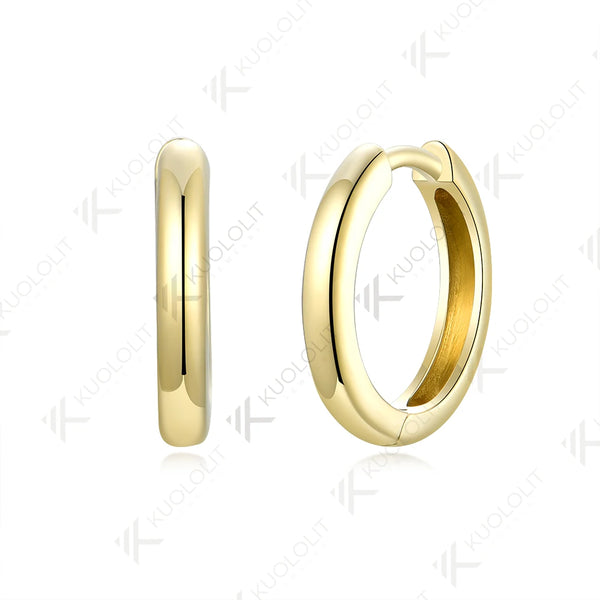 Kuololit Hoop Earrings R for Women Solid 18K 14K 10K Gold Earrings for Anniversary Engagement Gifts Party Christmas Classic