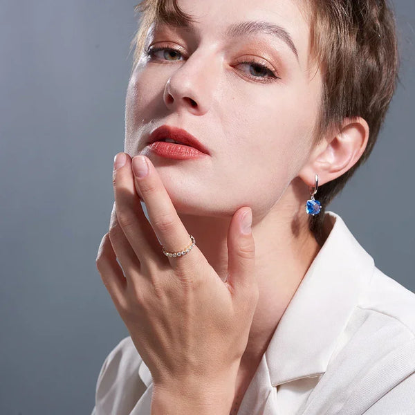 Kuololit 585 14K 10K White Gold Bubble Ring for Women 2.5mm Round Cut Moissanite Solitaire Eternity Full Band for Engagement New