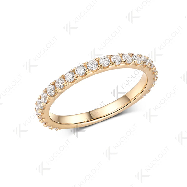 Kuololit 0.6CTW Lab Grown Diamonds Rings for Women Solid 18K 14K 10K 585 Yellow Gold Wedding Band for Christmas Classic Gifts