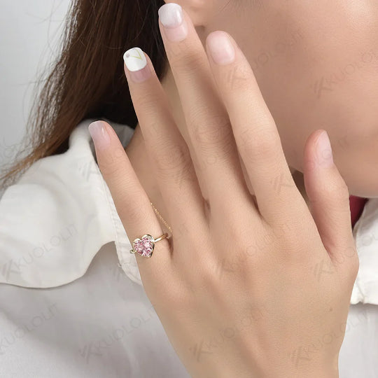 Kuololit  Lab Grown Alexandrite Natural Gemstones Rings for Women Solid 14K 10K 585 Yellow Gold for Engagement Wedding Christmas