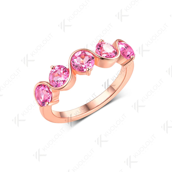 Kuololit 2CTW Lab Grown Pink Sapphire Engagement Rings for Women Solid 14K 10K 585 Rose Gold for Party Wedding Christmas Gifts