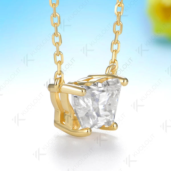 Kuololit 2CT Butterfly Moissanite Necklace for Women Solid 14K 10K Yellow Gold Animal Pedant for Christmas Party Gifts Wedding