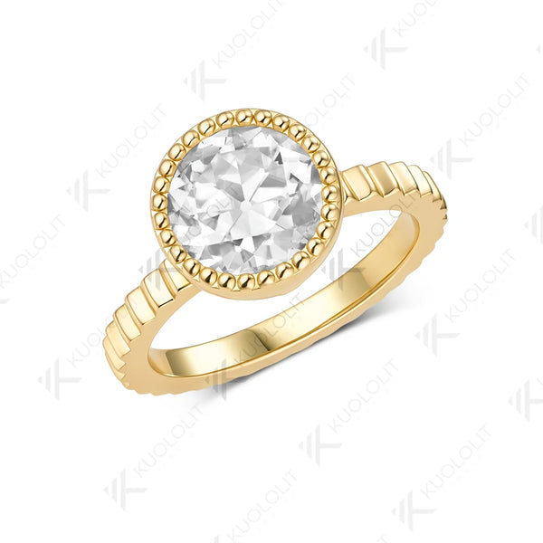 Kuololit 3CT OEC Moissantie Custom Ring for Women Solid 14K 10K 585 Yellow Gold for Christmas Gifts Engagement Anniversary