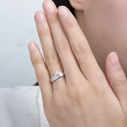 Kuololit 1CT IGI Lab Grown Diamonds Ring for Women Solid 18K 14K 10K 585 White Gold Engagement Ring for Christmas Anniversary