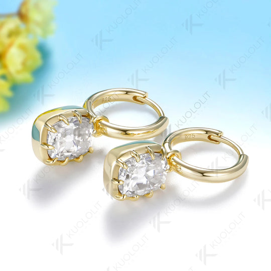 Kuololit 6CTW OMC Moissanite Custom Hoop Earrings for Women Solid 14K 10K 585 Yellow Gold Earrings for Engagement Christmas Gift