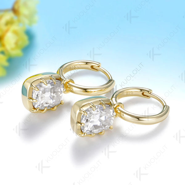 Kuololit 6CTW OMC Moissanite Custom Hoop Earrings for Women Solid 14K 10K 585 Yellow Gold Earrings for Engagement Christmas Gift
