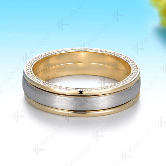 Kuololit 0.4CTW Lab Grown Diamonds Ring for Women Men Solid 14K 10K 585 Yellow Gold Wedding 5mm Band for Christmas Gifts Party