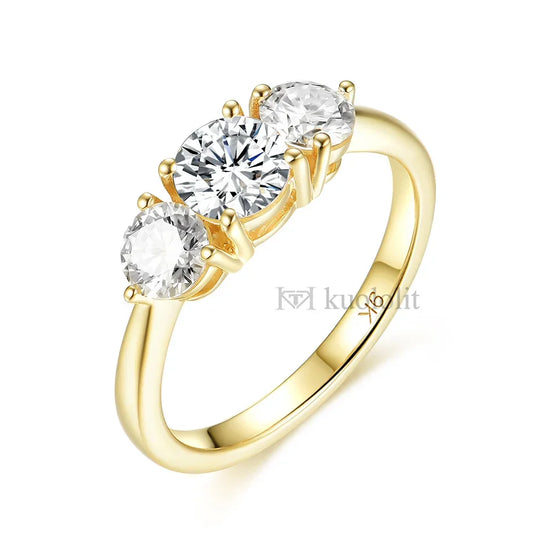 Kuololit 585 14K 10K Yellow Gold Ring for Women D VVS Moissanite Solitaire Engagement Ring for Luxury Jewelry for Anniversary
