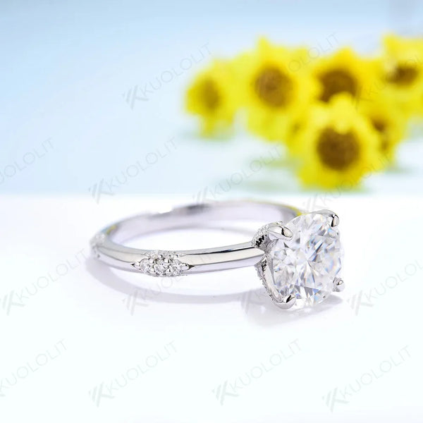 Kuololit Moissanite Rings for Women Solid 14K 10K 925 Sliver White Gold 1CT Round Cut Sparkle for Anniversary Wedding Engagement