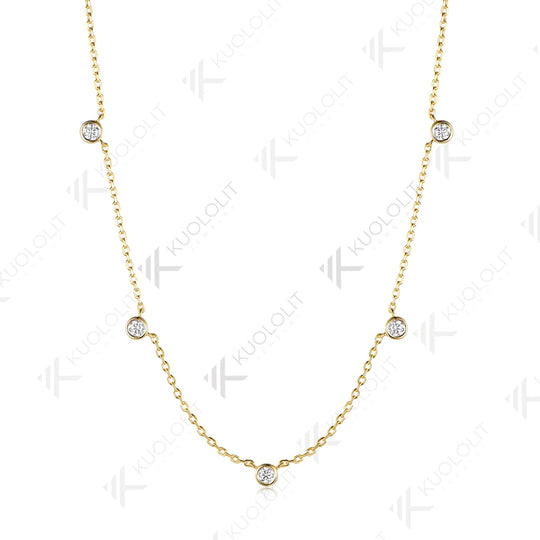 Kuololit 0.5CTW Moissanite Necklace for Women Men Solid Gold 14K 10K Gold 925 Silver Chain Necklace for Engagement Christmas