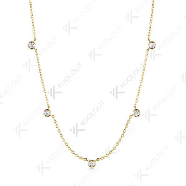 Kuololit 0.5CTW Moissanite Necklace for Women Men Solid Gold 14K 10K Gold 925 Silver Chain Necklace for Engagement Christmas